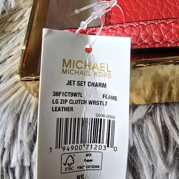 NWT MICHAEL Michael Kors Red Leather Wristlet Clutch